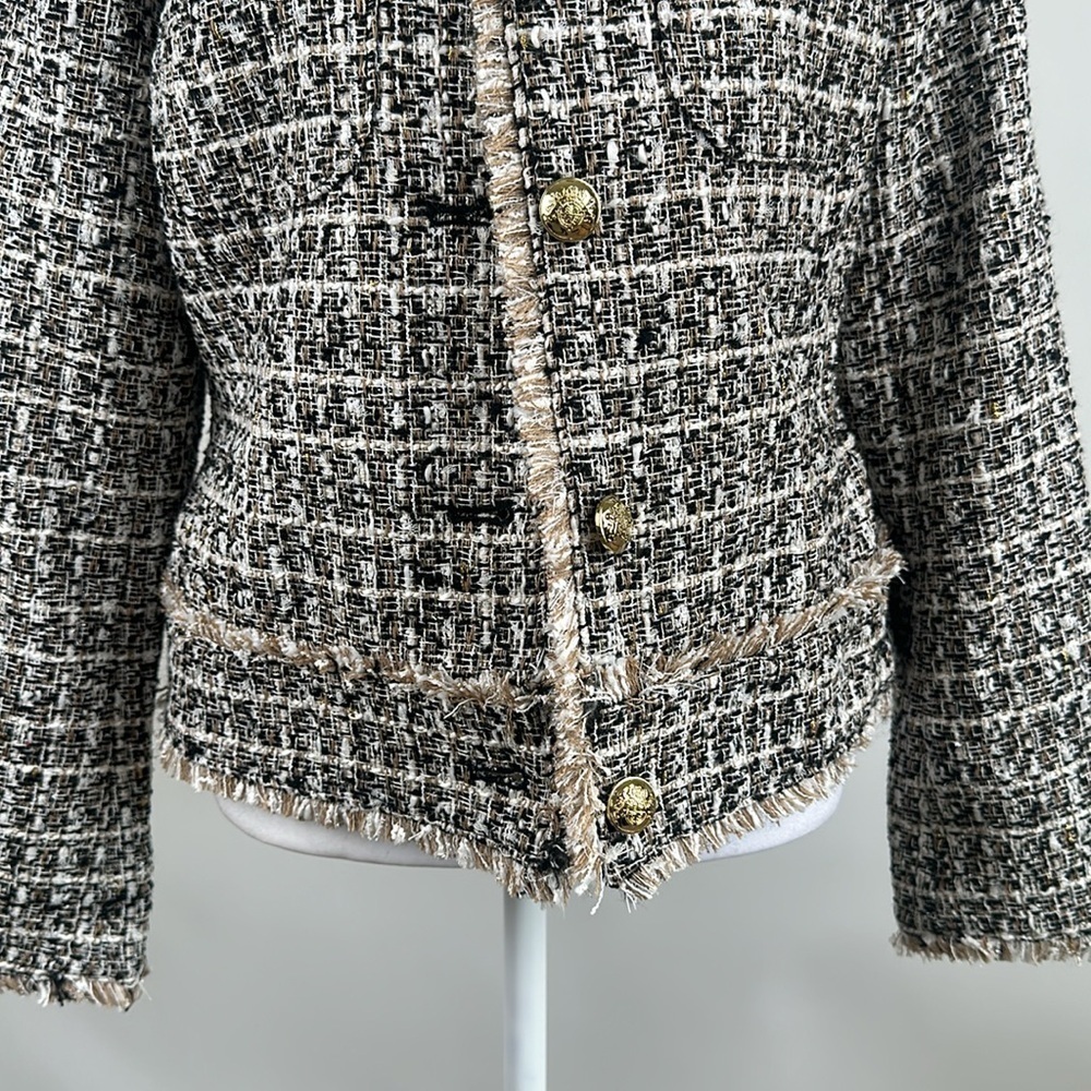 Dennis Basso Tweed Jacket with Pockets Brown/Gold Size 4 NWT - Picture 3 of 11